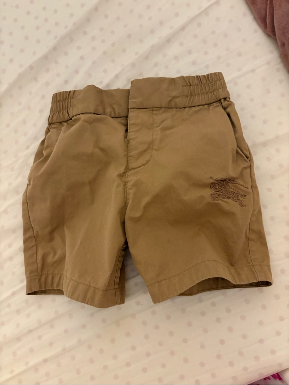 Kids Khaki Elastic Waist Shorts Burberry